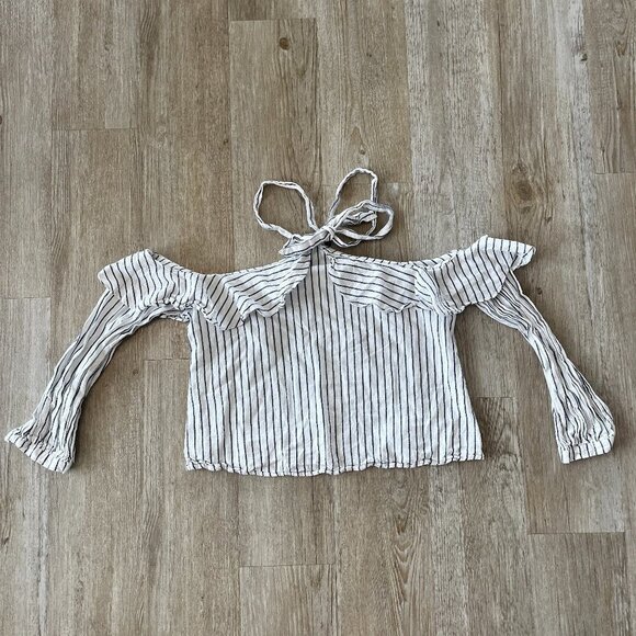 Gianni Bini Tops - Womens GB White and Blue Stripe Blouse - S